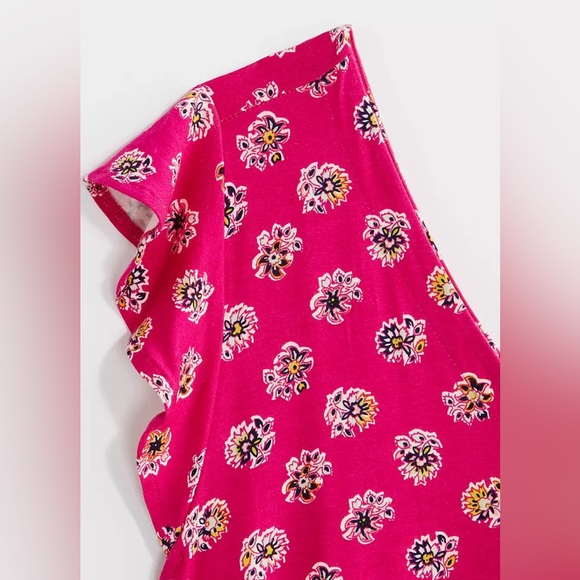 LOFT Pink Floral V-neck Dress - Picture 3 of 4